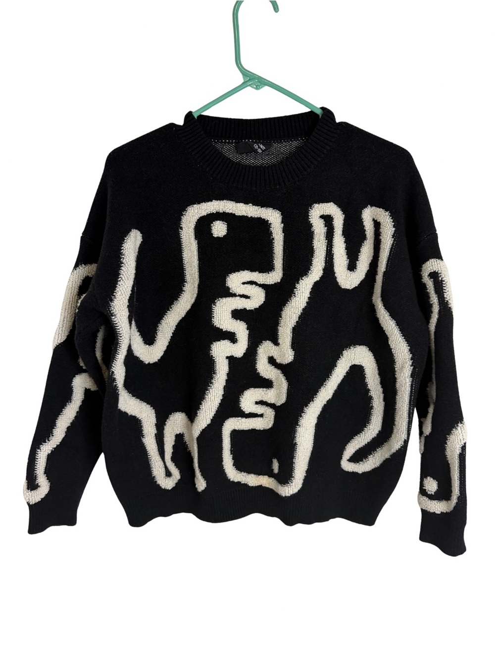 Knit Co-op Black & White Dinosaur Sweater T-Rex Sweater Size Medium
